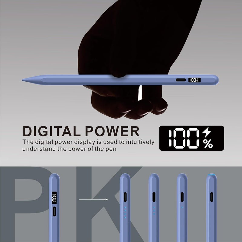 PERMARK Stylus Pen for iPad 2025-2018 with LED Power Display, 15Mins Fast Charge,Tilt Sensitivity Pencil for iPad 10/9/8/7/6th,11th A16,Air 11/13 M2/M3,Pro 11/13 M4,Pro 12.9",Air 5/4/3,Mini 7/6/5(Blue) - Image 3